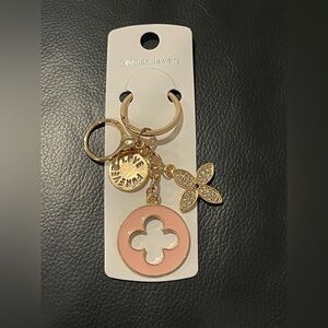 Fashion Pink Clover Crystal-Studded Keychain